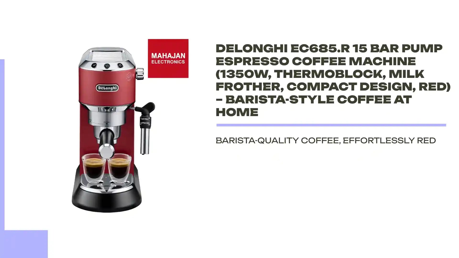 DeLonghi EC685.R 15 Bar Pump Espresso Coffee Machine (1350W, Thermoblock, Milk Frother, Compact Design, Red) – Barista-Style Coffee at Home by@Outfy