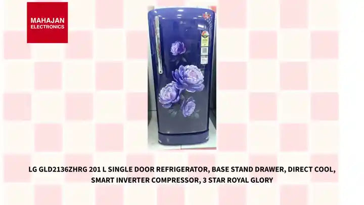 LG GLD2136ZHRG 201 L Single Door Refrigerator, Base Stand Drawer, Direct Cool, Smart Inverter Compressor, 3 Star Royal Glory by@Outfy