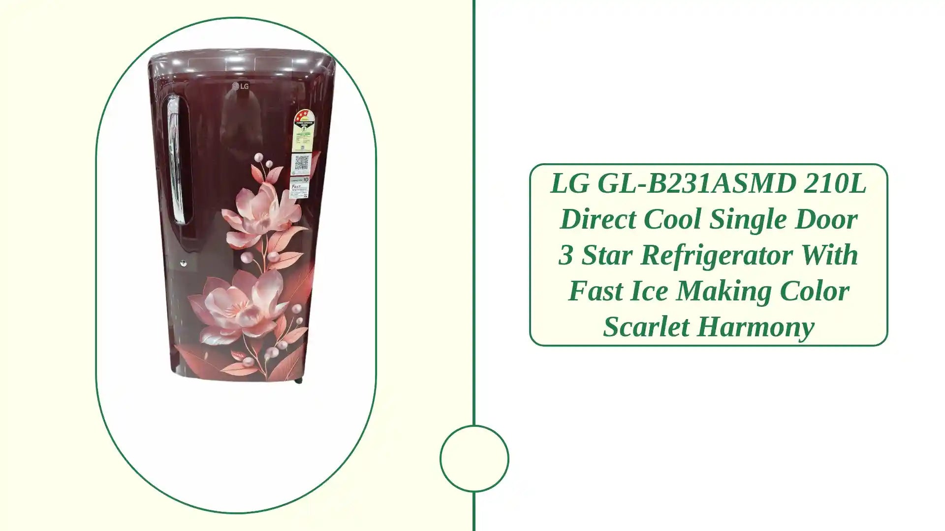 LG GL-B231ASMD 210L Direct Cool Single Door 3 Star Refrigerator with Fast Ice Making Color Scarlet Harmony by@Outfy