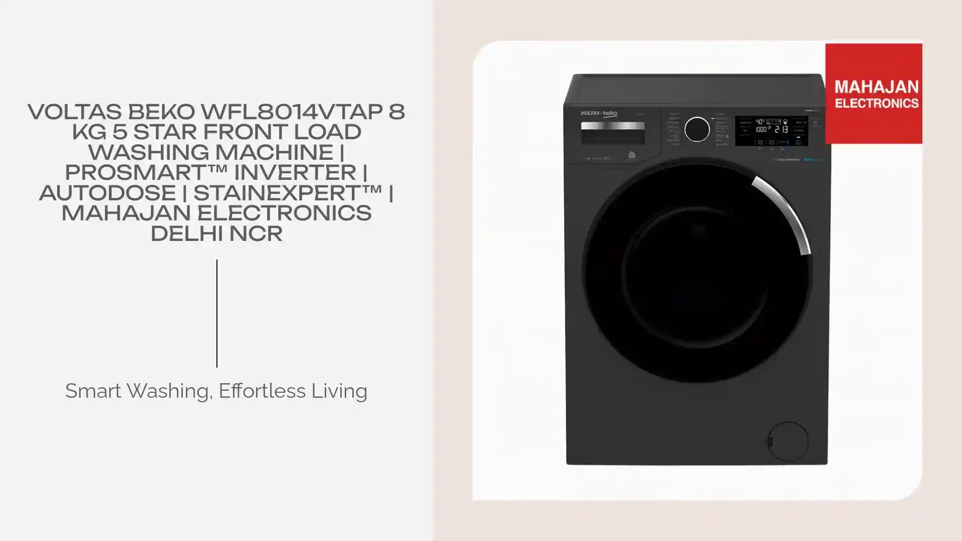 Voltas Beko WFL8014VTAP 8 kg 5 Star Front Load Washing Machine | ProSmart™ Inverter | AutoDose | StainExpert™ | Mahajan Electronics Delhi NCR by@Outfy