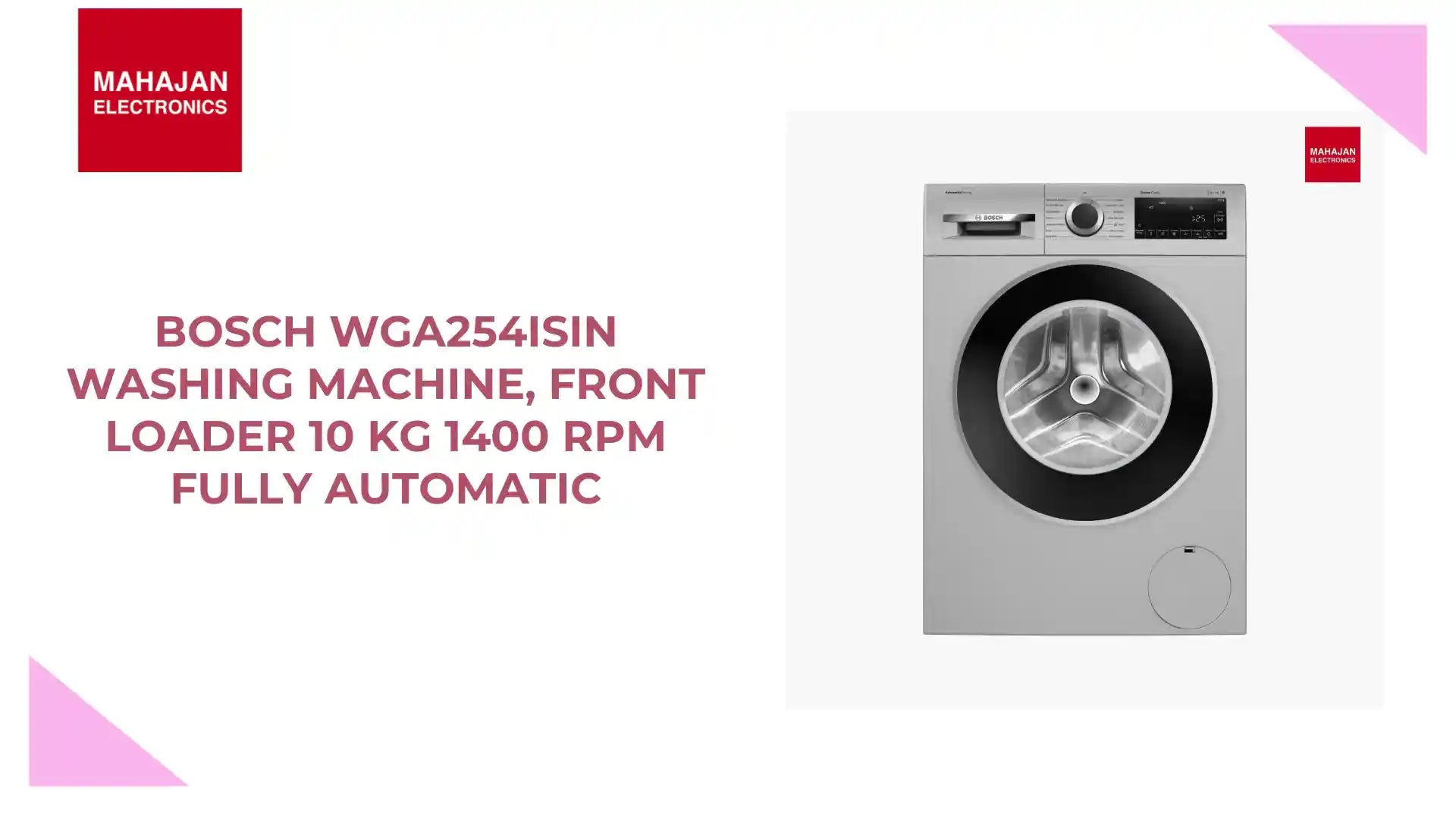 Bosch WGA254ISIN washing machine, front loader 10 kg 1400 rpm Fully Automatic by@Outfy