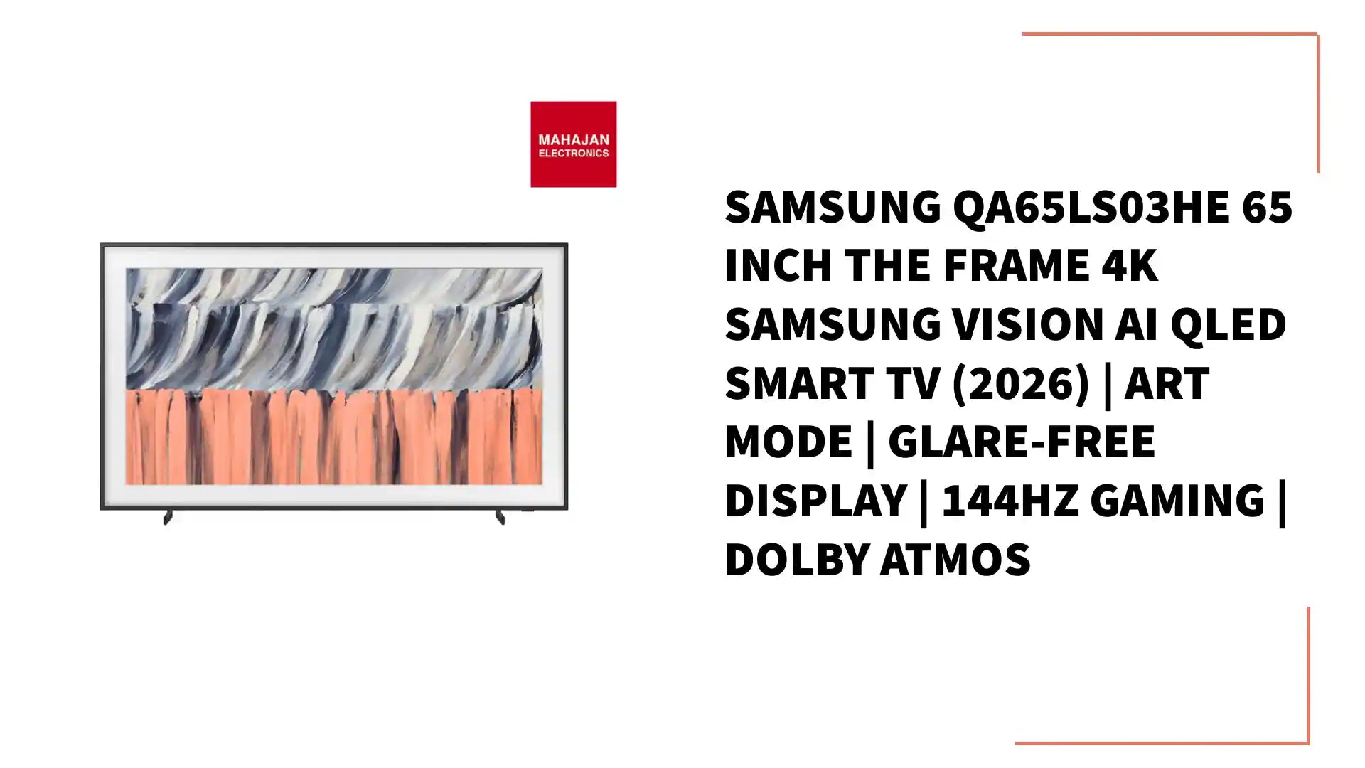 Samsung QA65LS03HE 65 Inch The Frame 4K Samsung Vision AI QLED Smart TV (2026) | Art Mode | Glare-Free Display | 144Hz Gaming | Dolby Atmos by@Outfy