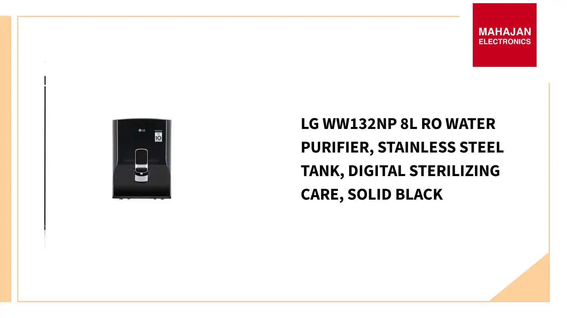 LG WW132NP 8L RO Water Purifier, Stainless Steel Tank, Digital Sterilizing Care, Solid Black by@Outfy
