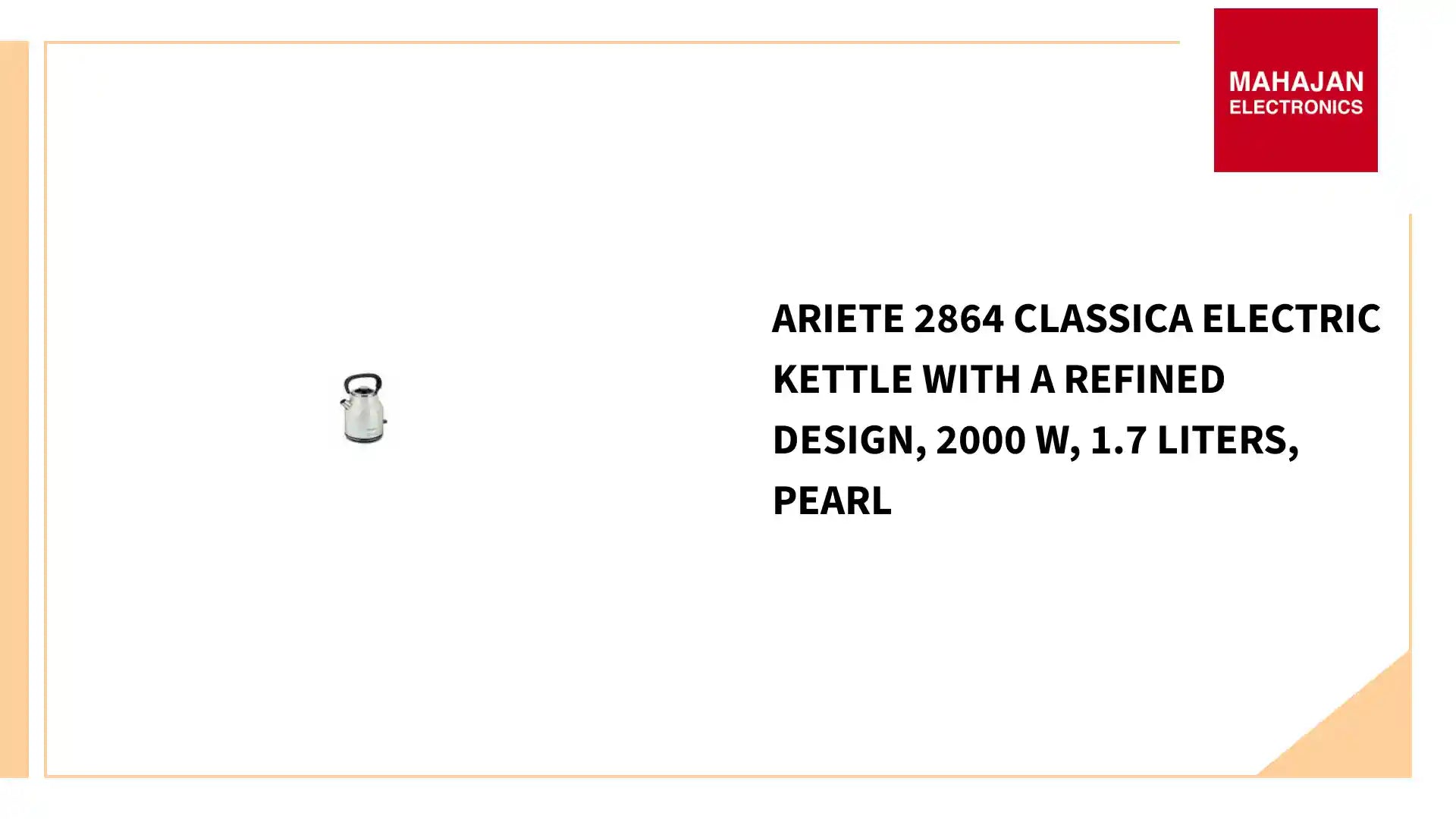 Ariete 2864 Classica Electric Kettle with a Refined Design, 2000 W, 1.7 Liters, Pearl by@Outfy