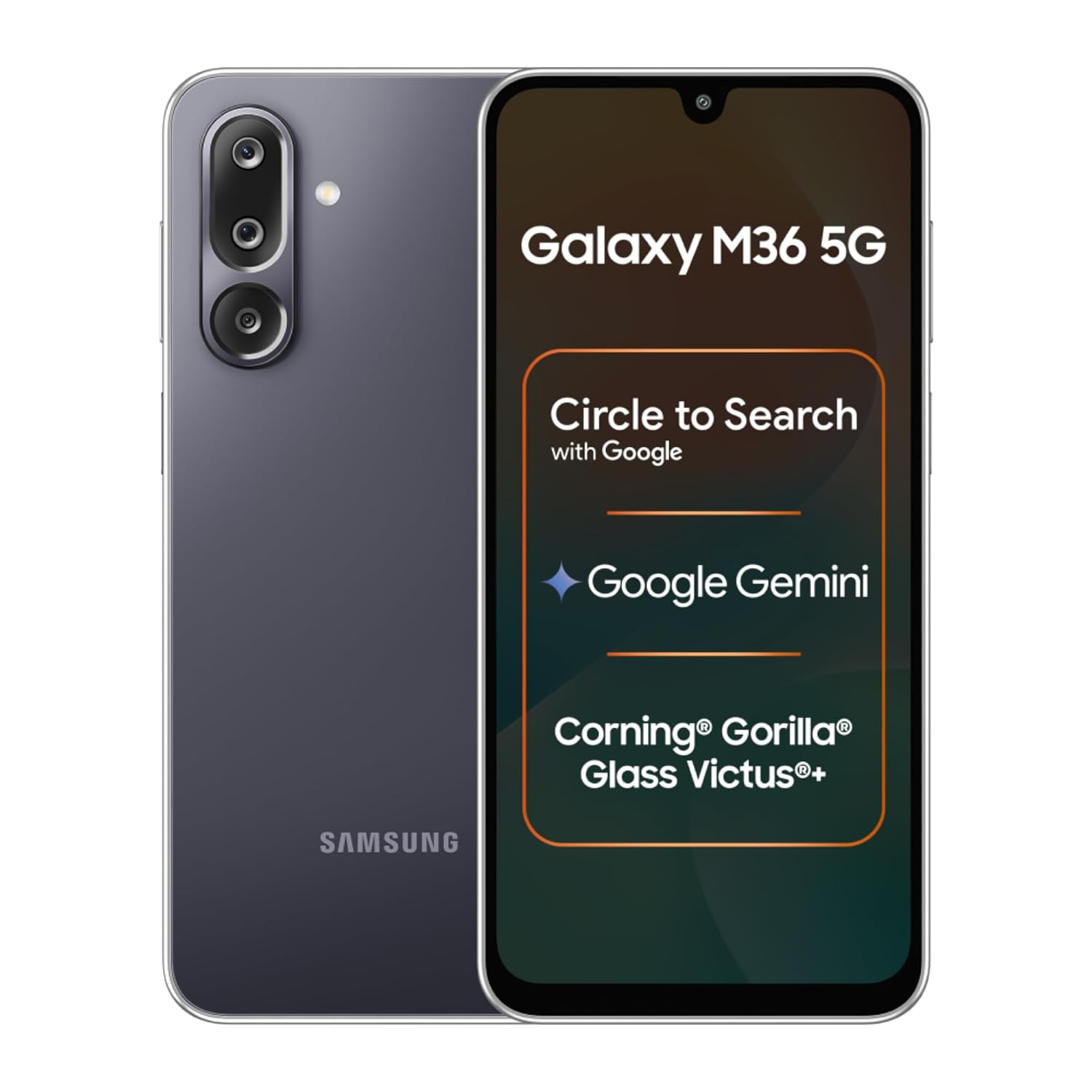 Samsung Galaxy M36 5G (Velvet Black, 8 GB RAM, 256 GB Storage)| Circle to Search| Google Gemini| Corning Gorilla Glass Victus+| 7.7mm Slim| AI Enhanced 50 MP OIS Triple Camera| Unmatched Nightography Mahajan Electronics Online