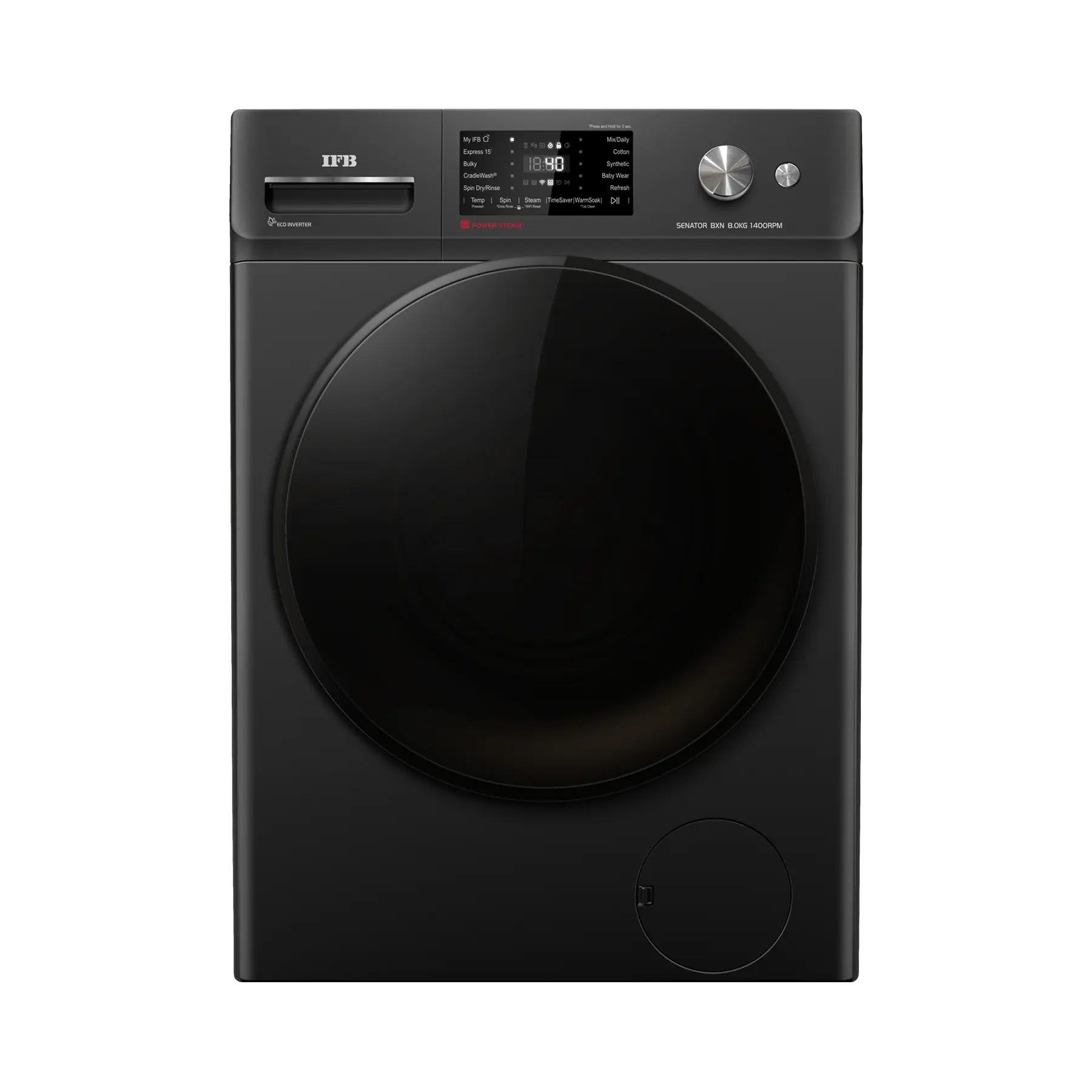IFB Senator BXN 8014K CMS 8 Kg 1400 RPM 5 Star AI Powered Front Load Washing Machine with Steam Refresh, Eco Inverter Motor, 2X Power Steam – Black Mahajan Electronics Online
