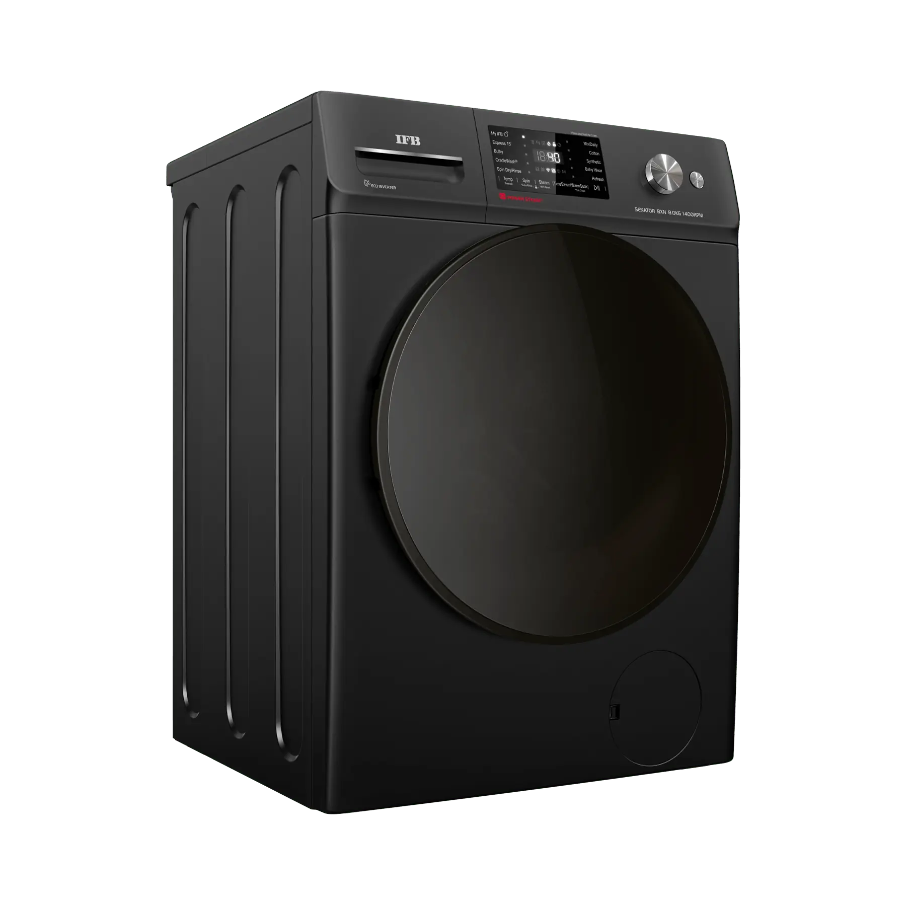 IFB Senator BXN 8014K CMS 8 Kg 1400 RPM 5 Star AI Powered Front Load Washing Machine with Steam Refresh, Eco Inverter Motor, 2X Power Steam – Black Mahajan Electronics Online