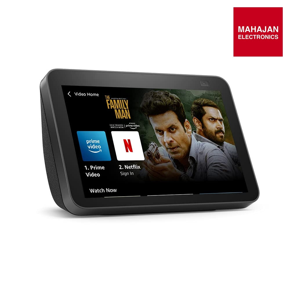 All New Echo Show 8 (2nd Gen) – 8” HD Smart Display with Alexa, 13MP Auto-Framing Camera, Stereo Sound & Smart Home Control (Black) | Mahajan Electronics Delhi NCR Amazon
