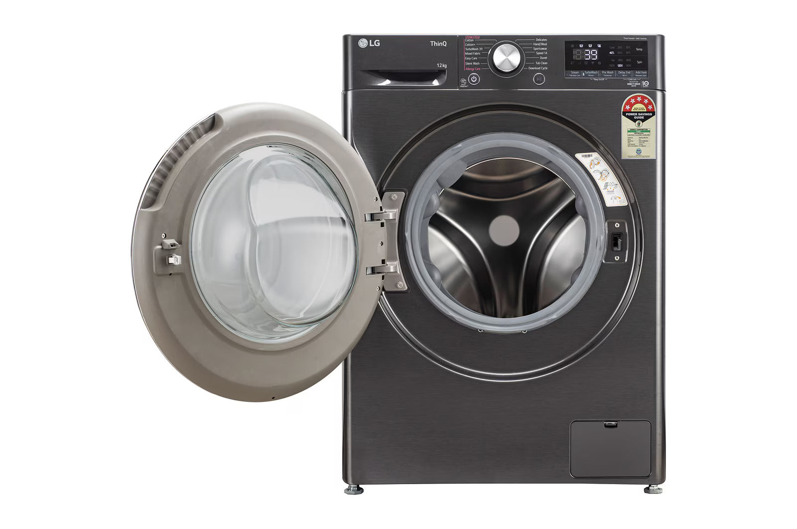 LG FHP1412Z9B 12Kg Front Load Washing Machine, AI Direct Drive™, Platinum Black Mahajan Electronics Online