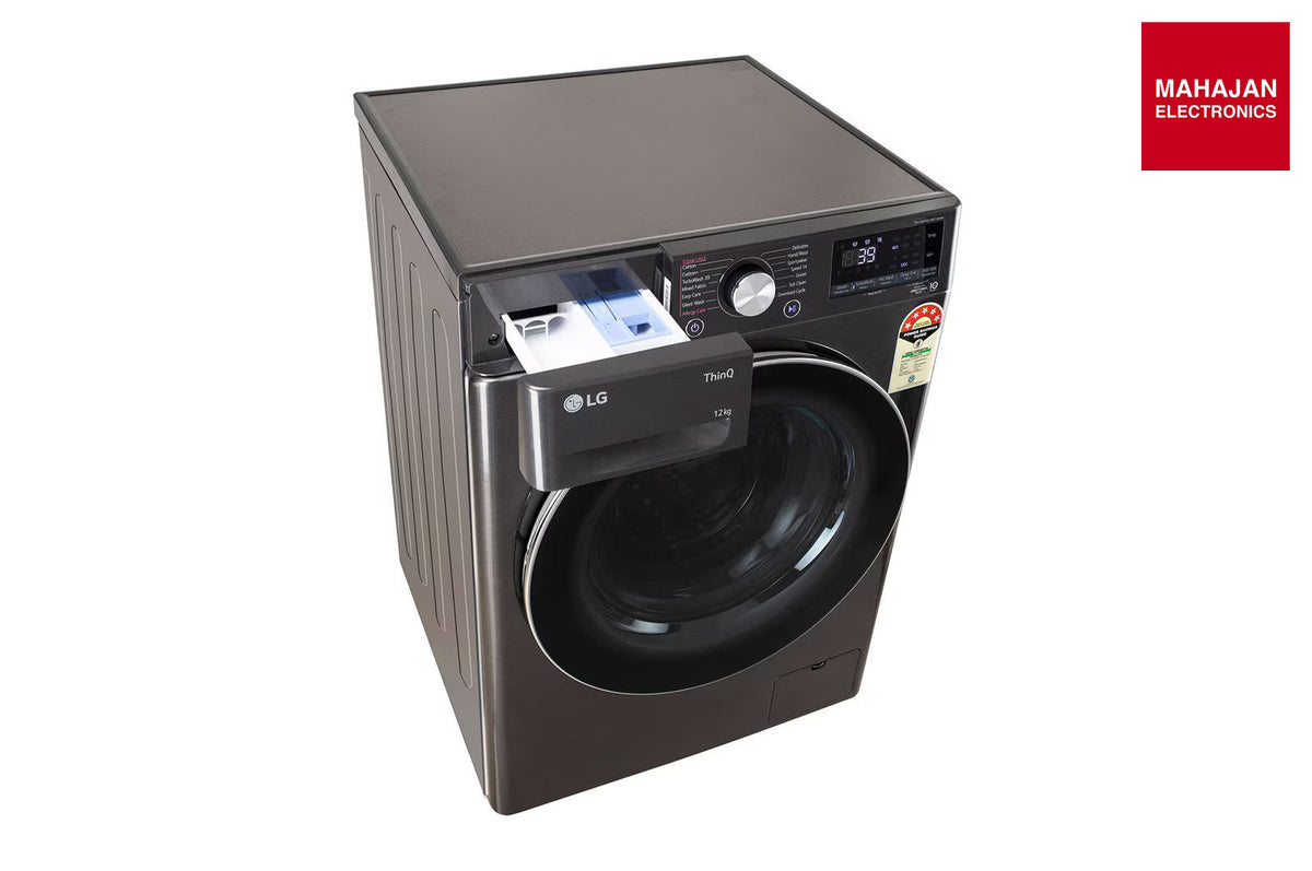 LG FHP1412Z9B 12Kg Front Load Washing Machine, AI Direct Drive™, Platinum Black – Mahajan Electronics Online.