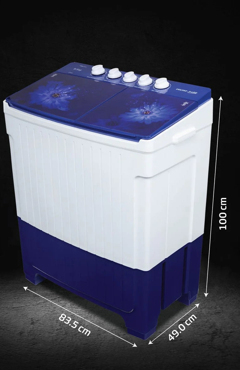 Voltas Beko WTT95UAA/BLSSWH5GFD 9.5 Kg Semi Automatic Top Load Washing Machine | 5 Star | Super Wave Pulsator | Color Blue-Online Mahajan Electronics