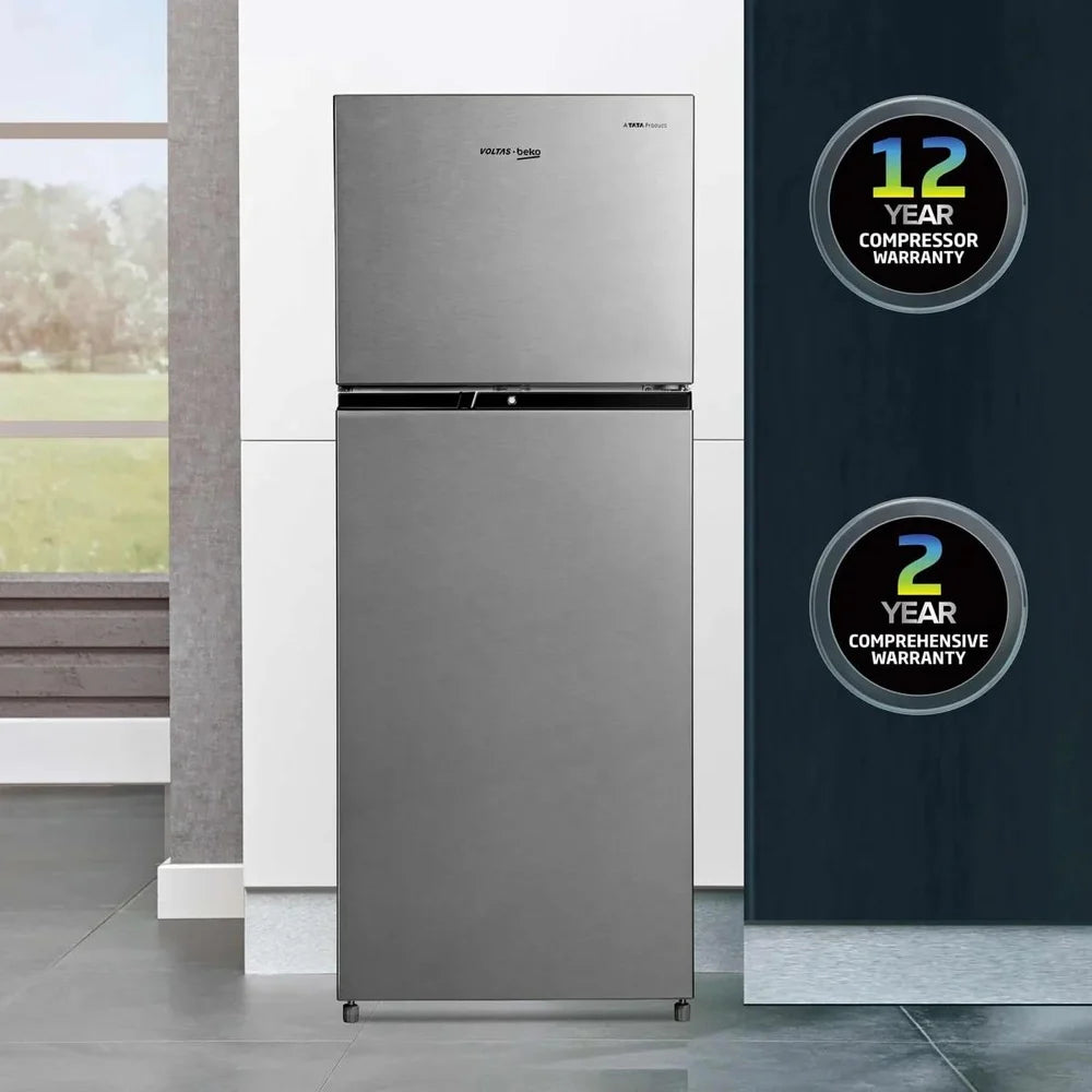 Voltas Beko RFF270C/WPXIR0I0000GD 230L 3 Star Frost Free Double Door Refrigerator | Inverter Compressor, NeoFrost Dual Cooling, StoreFresh+ Crisper – Brushed Silver | 2026 Model mahajan electronics online