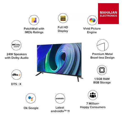 Xiaomi 5A 43-Inch Full HD Smart Android TV | Dolby Audio | Bezel-Less Design | Mahajan Electronics Delhi NCR Mi