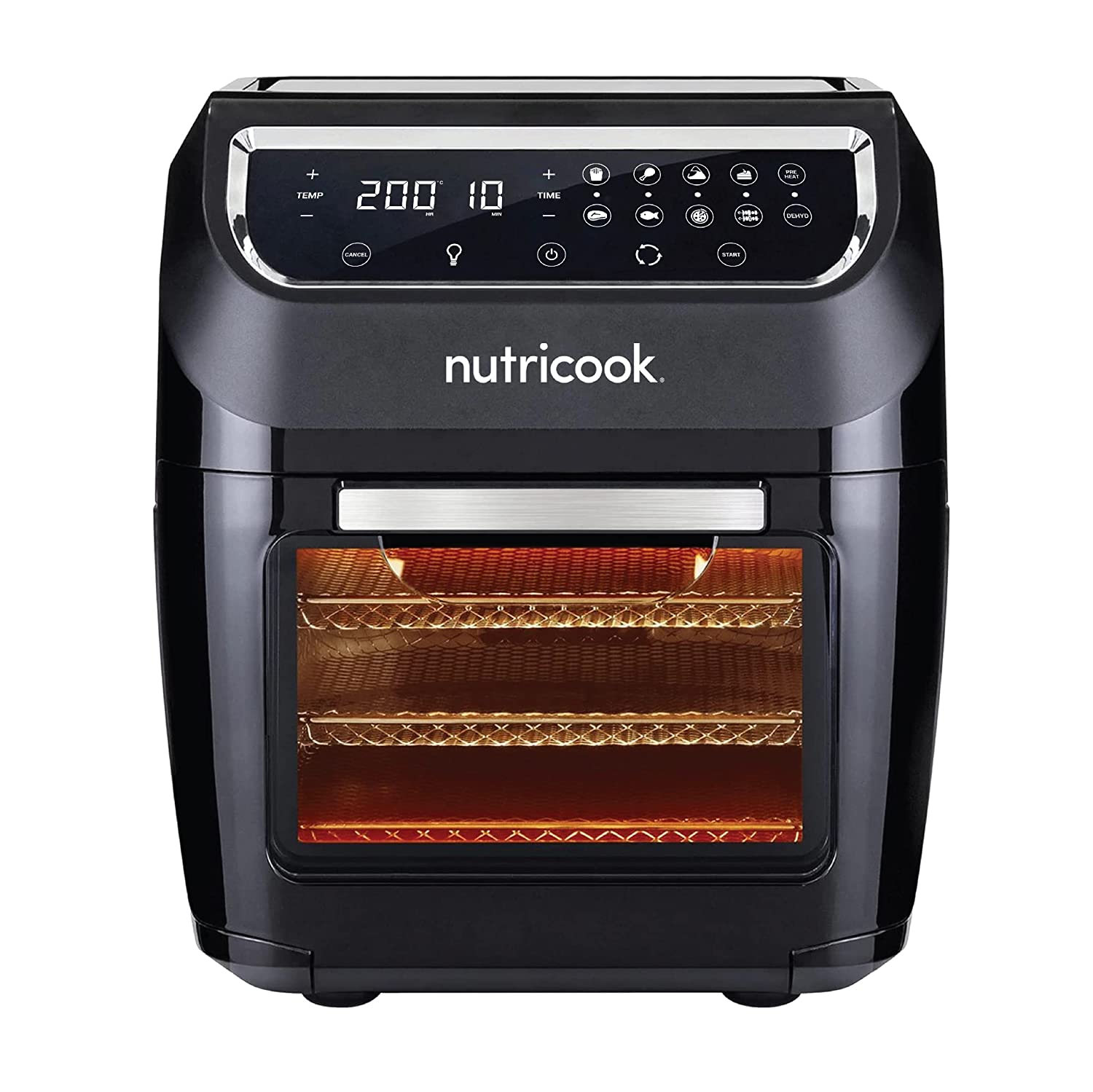 NUTRICOOK 1800 Watts, Digital/One Touch Control Panel Display, 8 Preset Programs Air Fryer Oven (12 L, Black,NC-AFO112K) - Mahajan Electronics Online