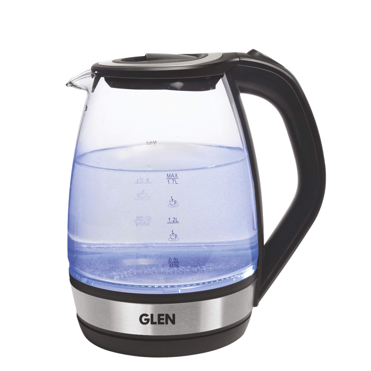 Glen Electric Glass Kettle 9012 | 1.8L Transparent Glass | 2000W Fast Boil | Blue LED Light | Mahajan Electronics Delhi NCR