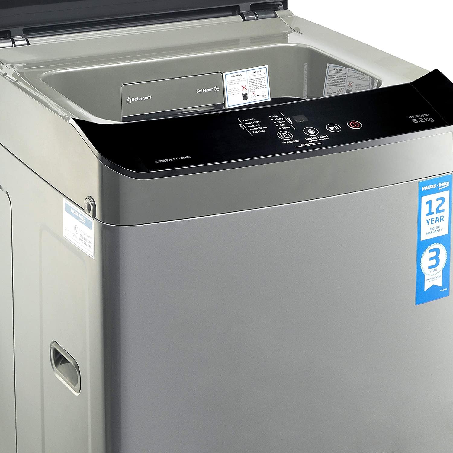 Voltas Beko 6.2 kg Semi-Automatic Top Loading Washing Machine (WTL62UPGB, Gray) - Mahajan Electronics Online