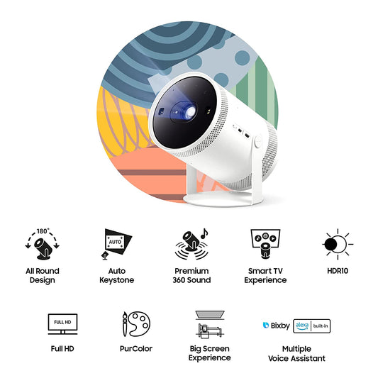 Samsung The Freestyle SP-LSP3BLA 100" Smart & Compact Portable LED Projector with in-Built OTT Apps X - Mahajan Electronics Online