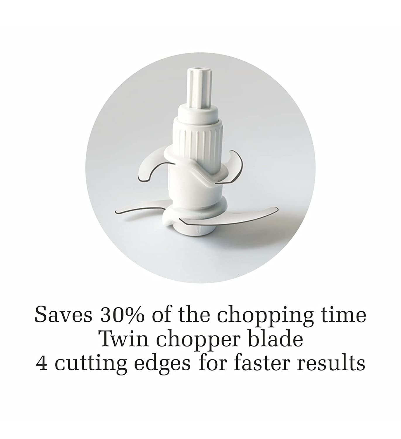 Glen SA4043 TURBO 200W Mini Vegetable Chopper with Twin Stainless Steel Blades, Whisker Disc & 500ml Bowl – White | ISI Certified | 2 Year Warranty