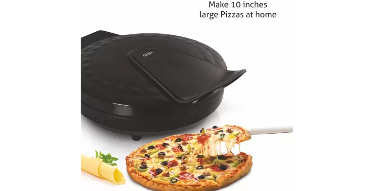 Glen SA3033 1200W Electric Pizza Maker & Grilling Machine | 10-Inch Pizza, 180° Open Design, Non-Stick Plates, Dual Heating | Made in India | 2 Year Warranty