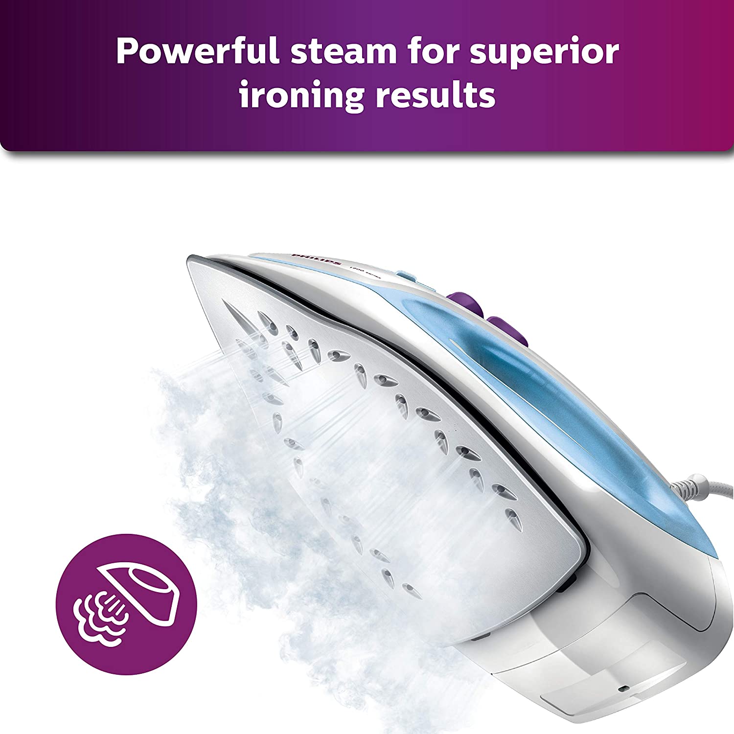 Philips GC1905 1440-Watt Steam Iron with Spray (Blue) - Mahajan Electronics Online