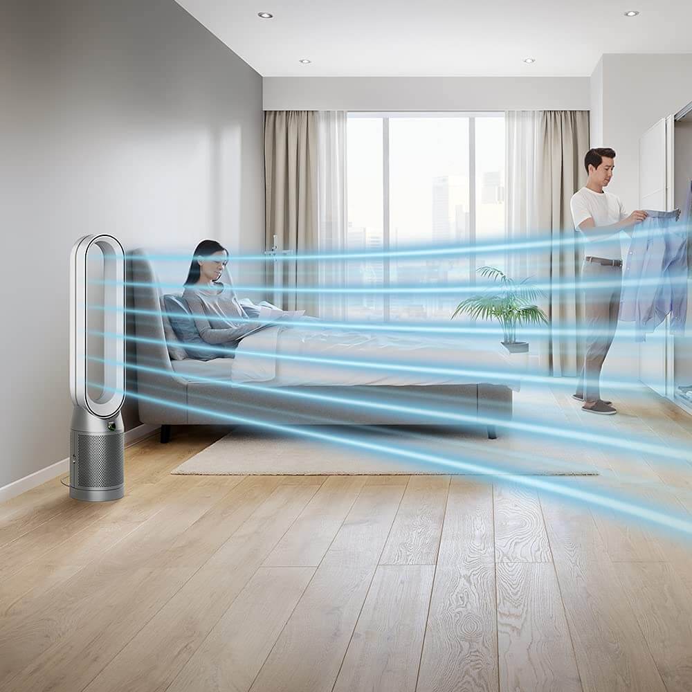 Dyson TP07 Air Purifier (White/Silver) – HEPA H13 Filter, Wi-Fi & Voice Control, 350° Oscillation, Bladeless Fan, 2-Year Warranty
