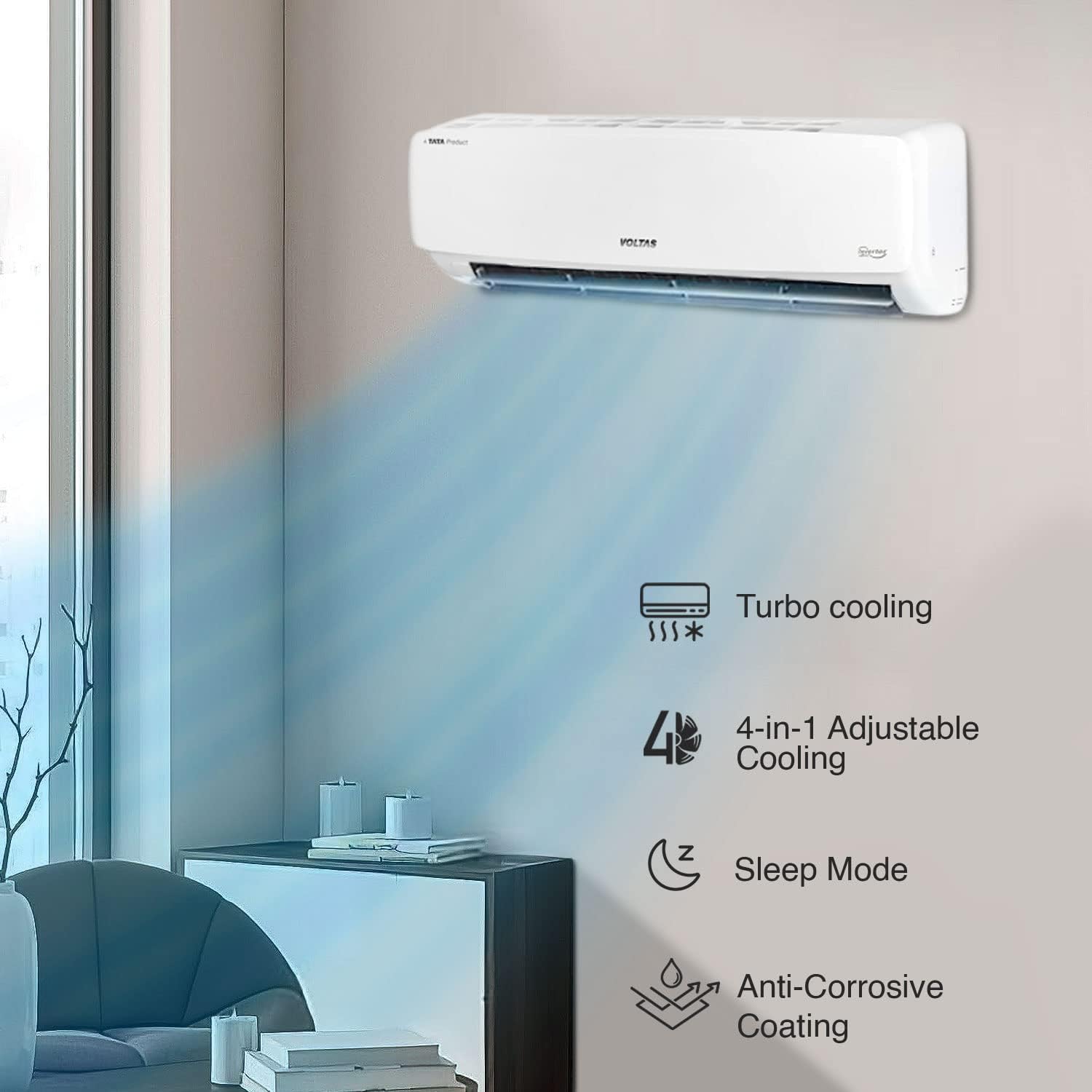 Voltas 185v Vectra Elegant Inverter 1.5 Ton 5 Star Split Ac Mahajan Electronics Online