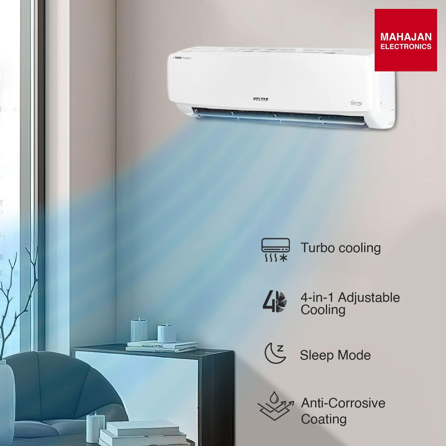 Voltas 183Inv Vectra Elegant Inverter 1.5 Ton 3 Star Split AC (2026 Model)-Online Mahajan Electronics – Mahajan Electronics Online.