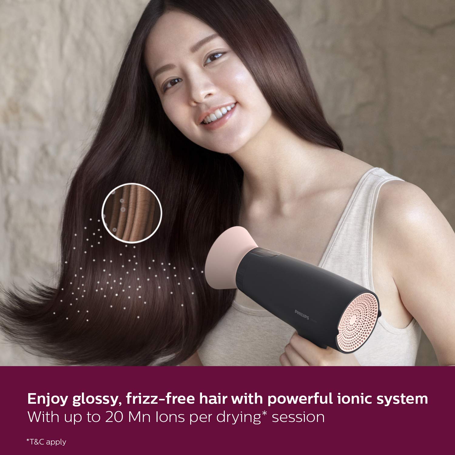 Philips Professional Hair Dryer BHD356/10 2100 Watts Thermoprotect Air Flower Advanced Ionic Care 6 Heat & Speed Settings-Black Philips