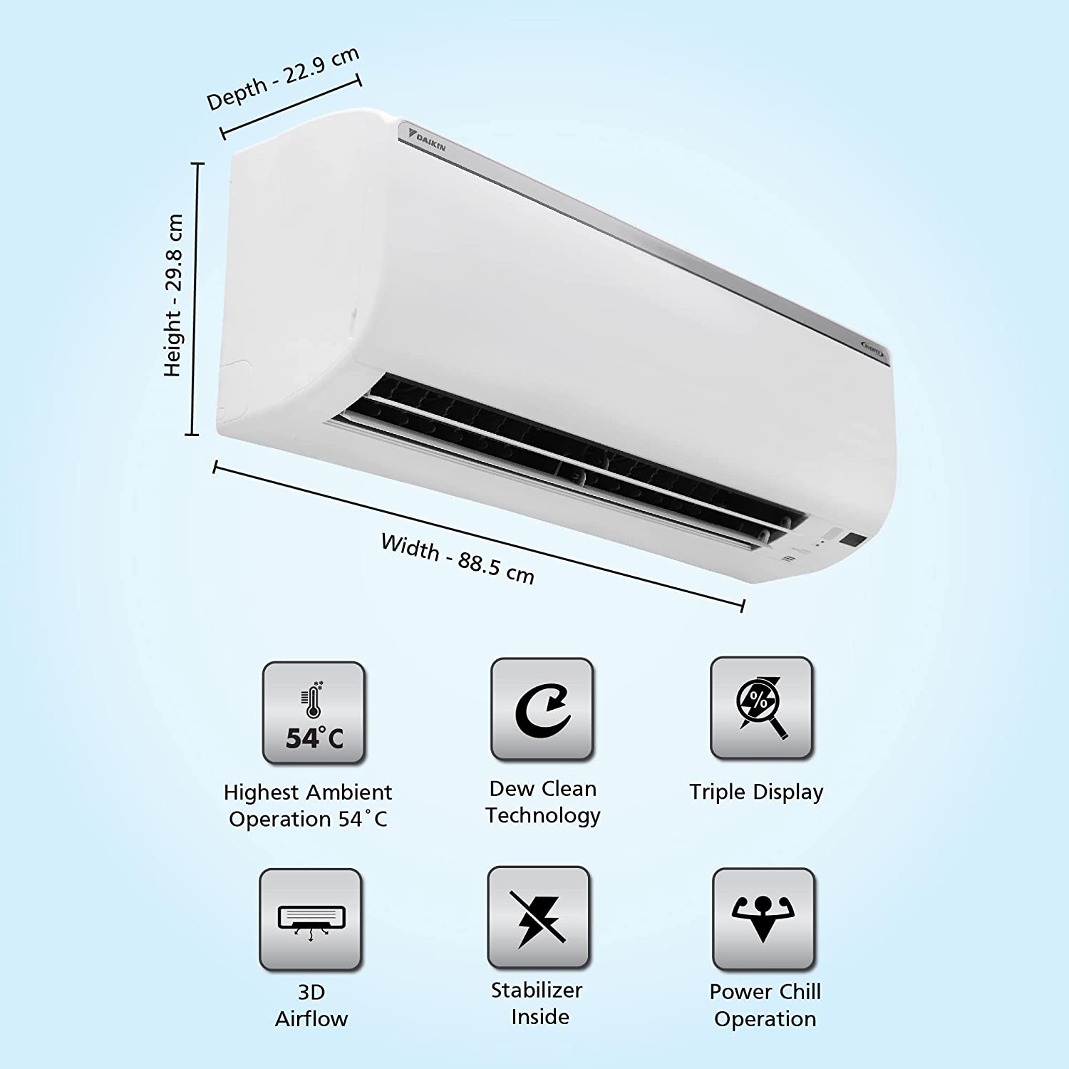 Daikin FTKT60UV16 1.8 Ton 3 Star Triple Display, Dew Clean Technology, Inverter Split AC (Copper, PM 2.5, 2022, White) - Mahajan Electronics Online