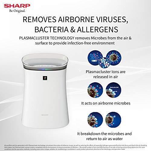 Sharp Air Purifier FP-F40E-W for Homes & Offices | Dual Purification - ACTIVE (Plasmacluster Technology) & PASSIVE FILTERS (True HEPA H14+Carbon+Pre-Filter) |... - Mahajan Electronics Online