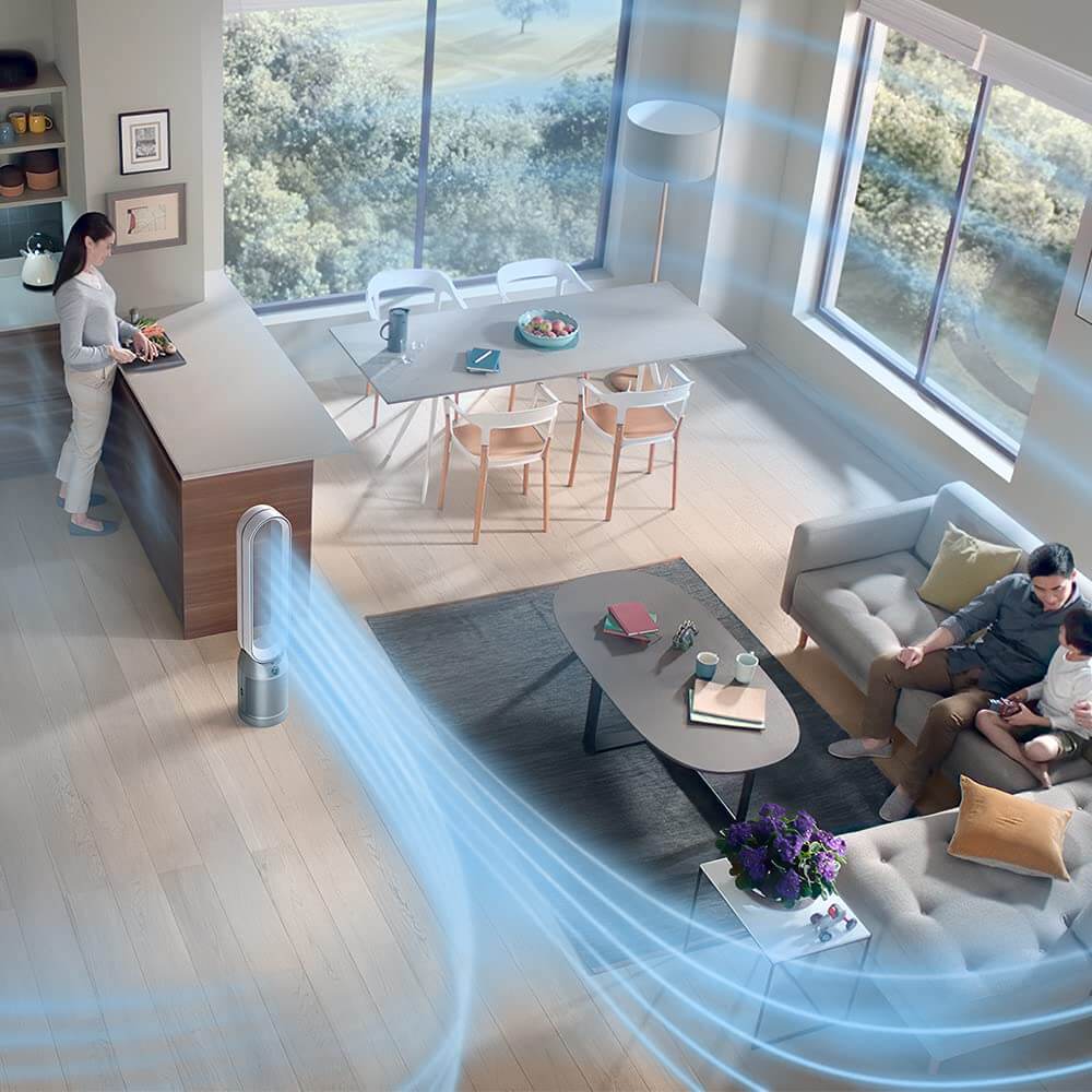 Dyson TP07 Air Purifier (White/Silver) – HEPA H13 Filter, Wi-Fi & Voice Control, 350° Oscillation, Bladeless Fan, 2-Year Warranty
