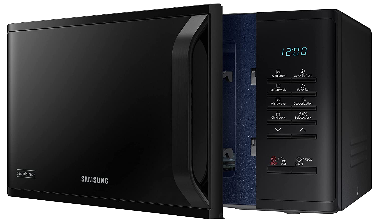 Samsung MS23A3513AK/TL 23L Solo Microwave Oven (Black, Ceramic Enamel, Quick Defrost, AutoCook, ECO Mode, Child Lock)