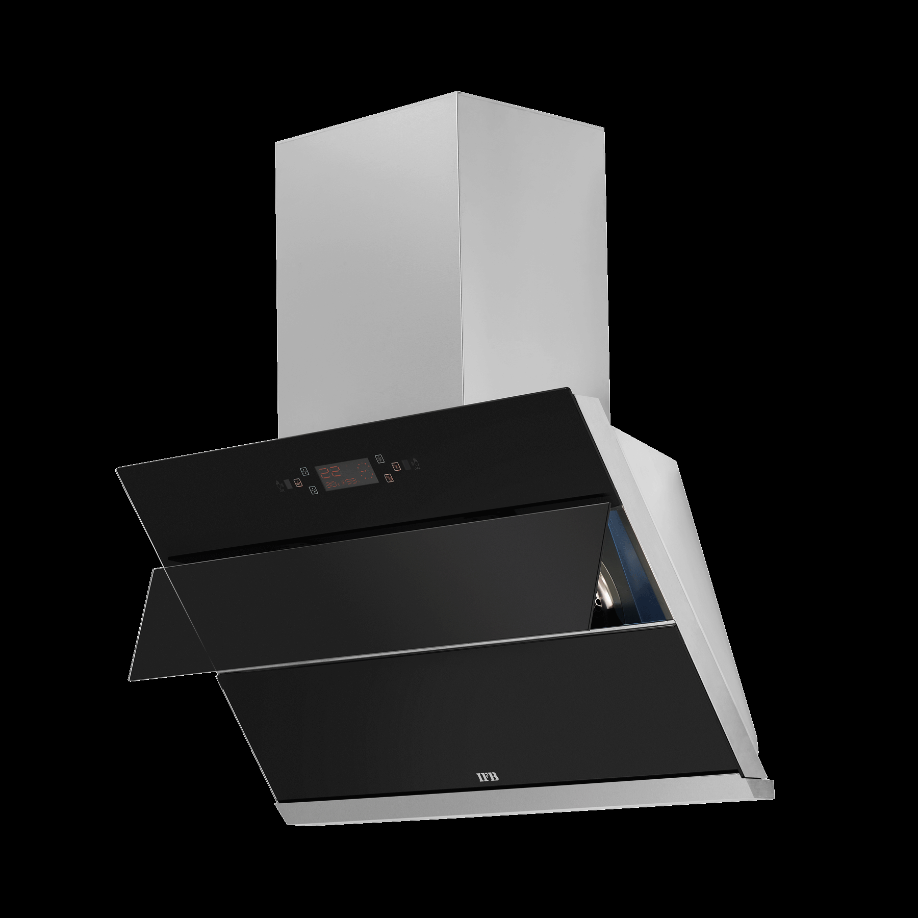 IFB GL-HC-107-90 90 cm Wall Mount Chimney | Filterless Auto Clean | Hand Sensor & Feather Touch | Decorative Black Glass | High Suction | Made for Indian Kitchens Mahajan Electronics online