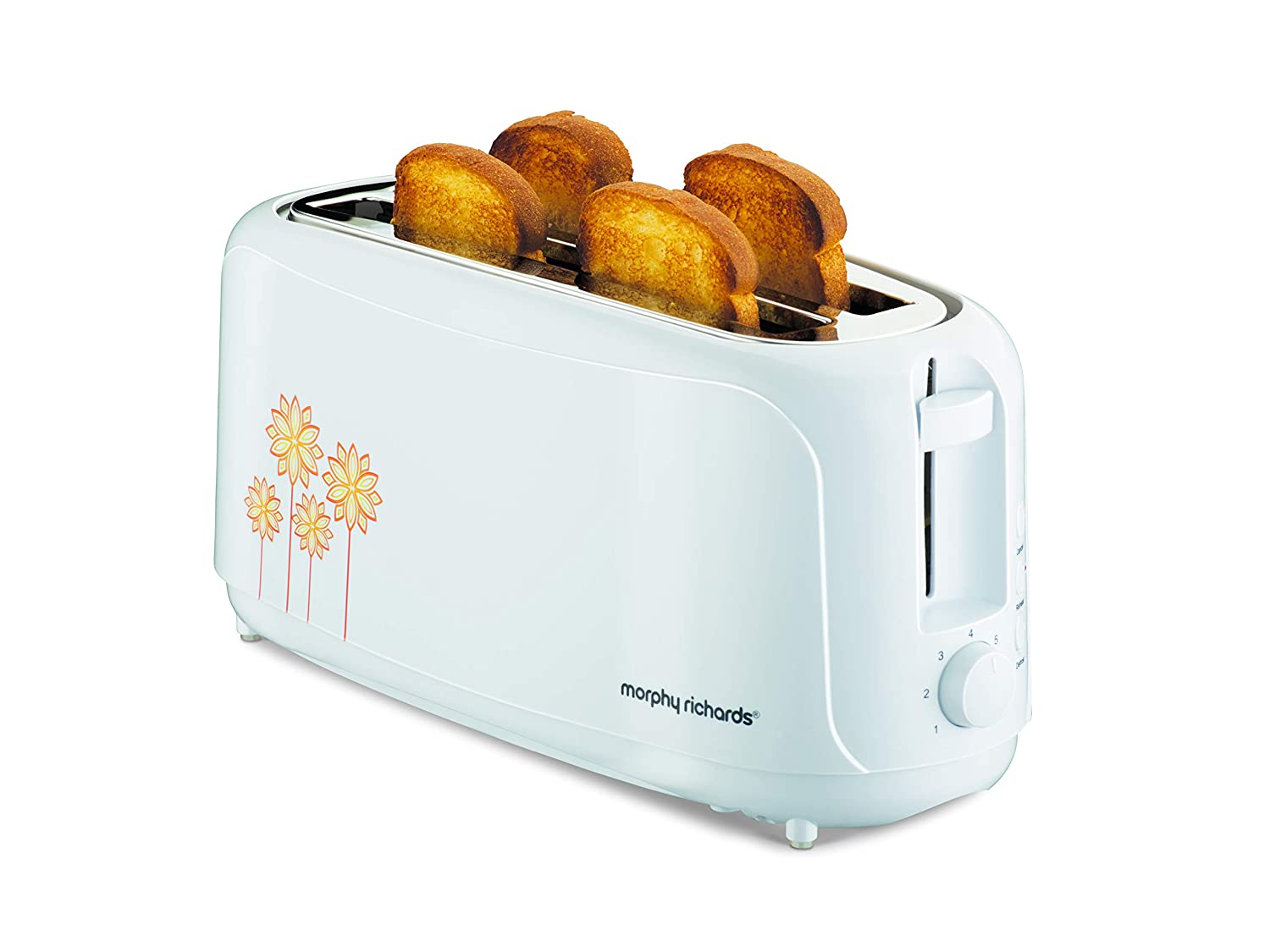 Morphy Richards AT 402 4 Slice Pop-Up Toaster | 1450W | Wide Slots | Variable Browning | Cool Touch Body | White | 2 Year Warranty