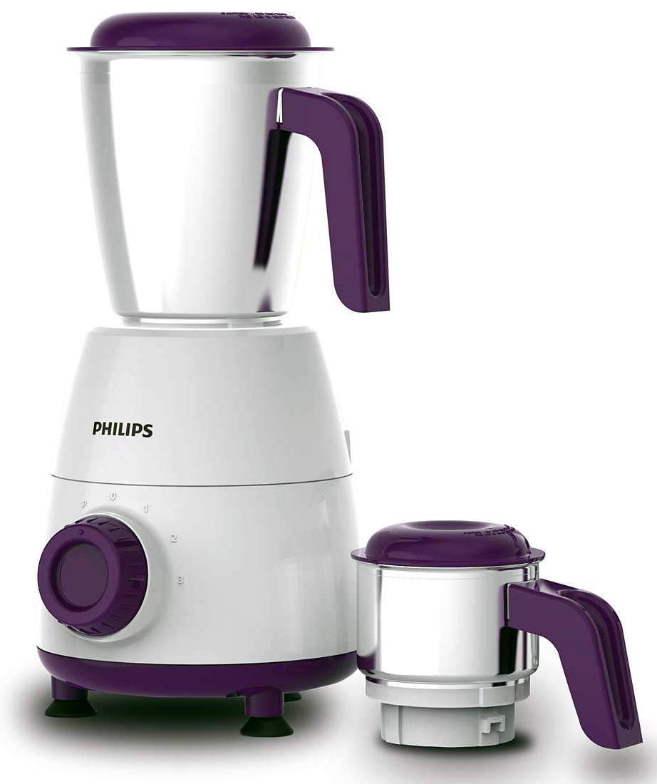 Philips HL7506/00 500W Mixer Grinder – 2 Jars, Stainless Steel Blades, Compact & Powerful | Purple | Made in India