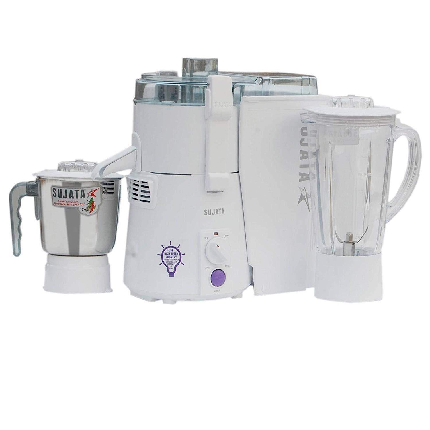 Sujata Powermatic Plus 900W Juicer Mixer Grinder – Powerful 22000 RPM Motor, Honeycomb Filter, Shock-Proof Body, 90-Min Continuous Use | White