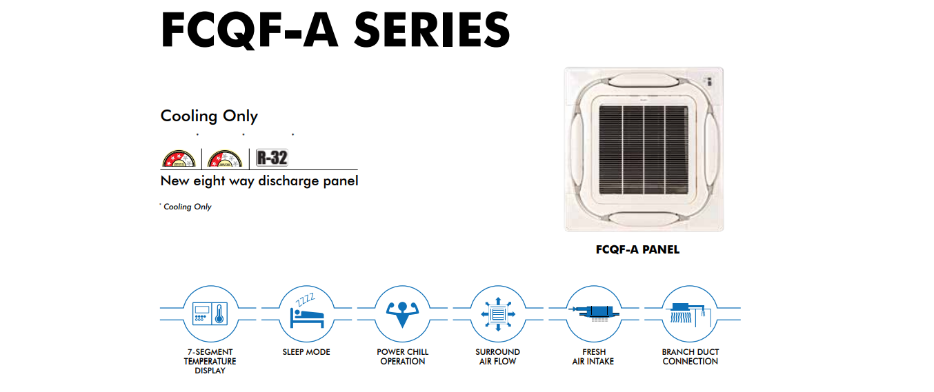 Daikin Cassette AC- R32 FCQF24ARV16 2 ton Ceiling Mounted 3 Star - Mahajan Electronics Online