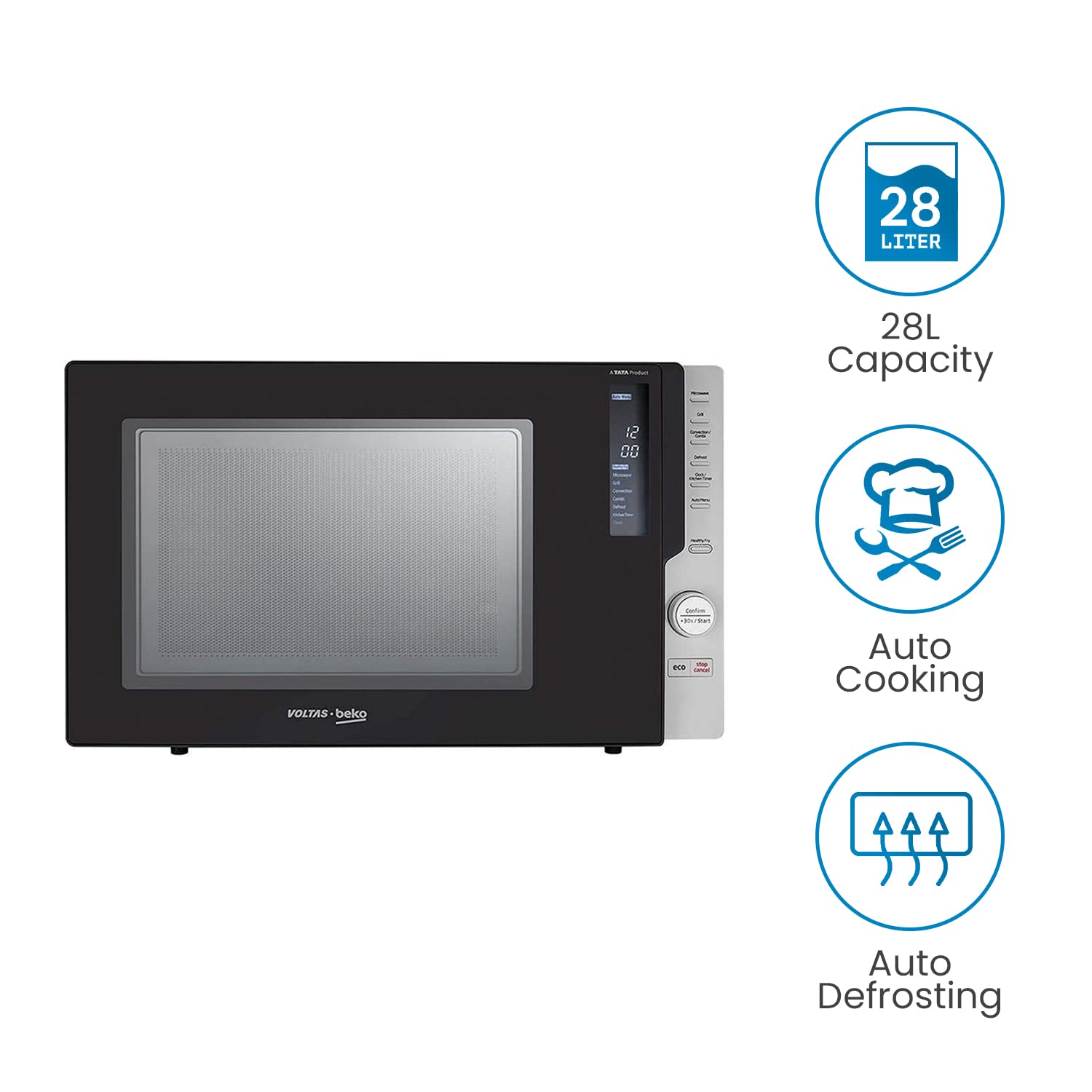 Voltas Beko 28 L Convection Microwave Oven, 5 power levels (MC28BD, Black) - Mahajan Electronics Online