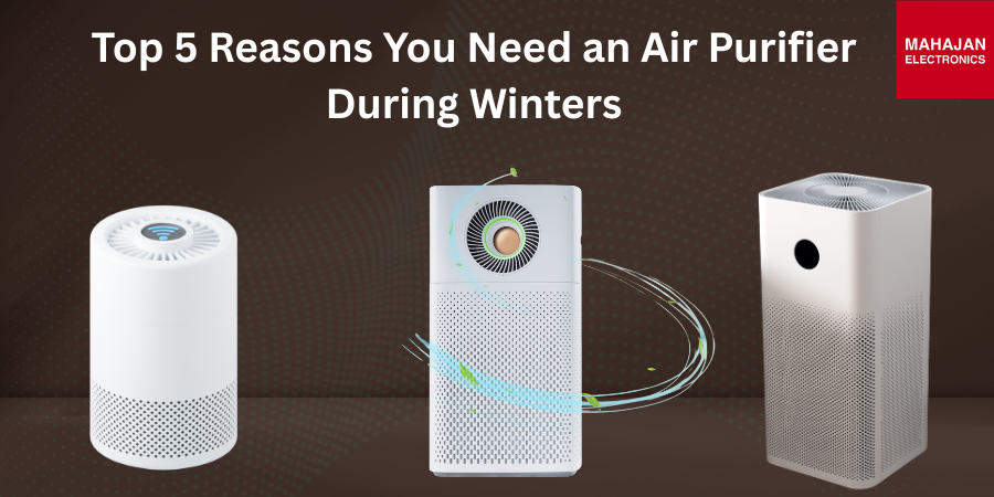Mahajan Electronics banner graphic for the winter air purifier guide