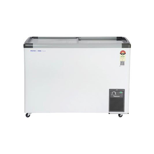 Voltas GT340GA5-PL-W-G3 Flat Glass Top Freezers - 275 Liters, 5 Star Mahajan Electronics Online