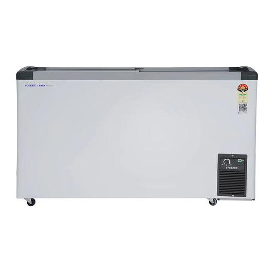 Voltas GT440GA5-PL-W-G3 Flat Glass Top Freezers - 326 Liters, 5 Star Mahajan Electronics Online