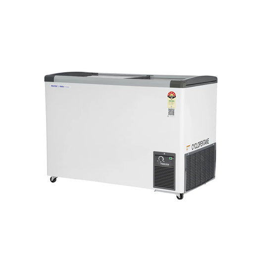 Voltas GT340GA5-PL-W-G3 Flat Glass Top Freezers - 275 Liters, 5 Star Mahajan Electronics Online