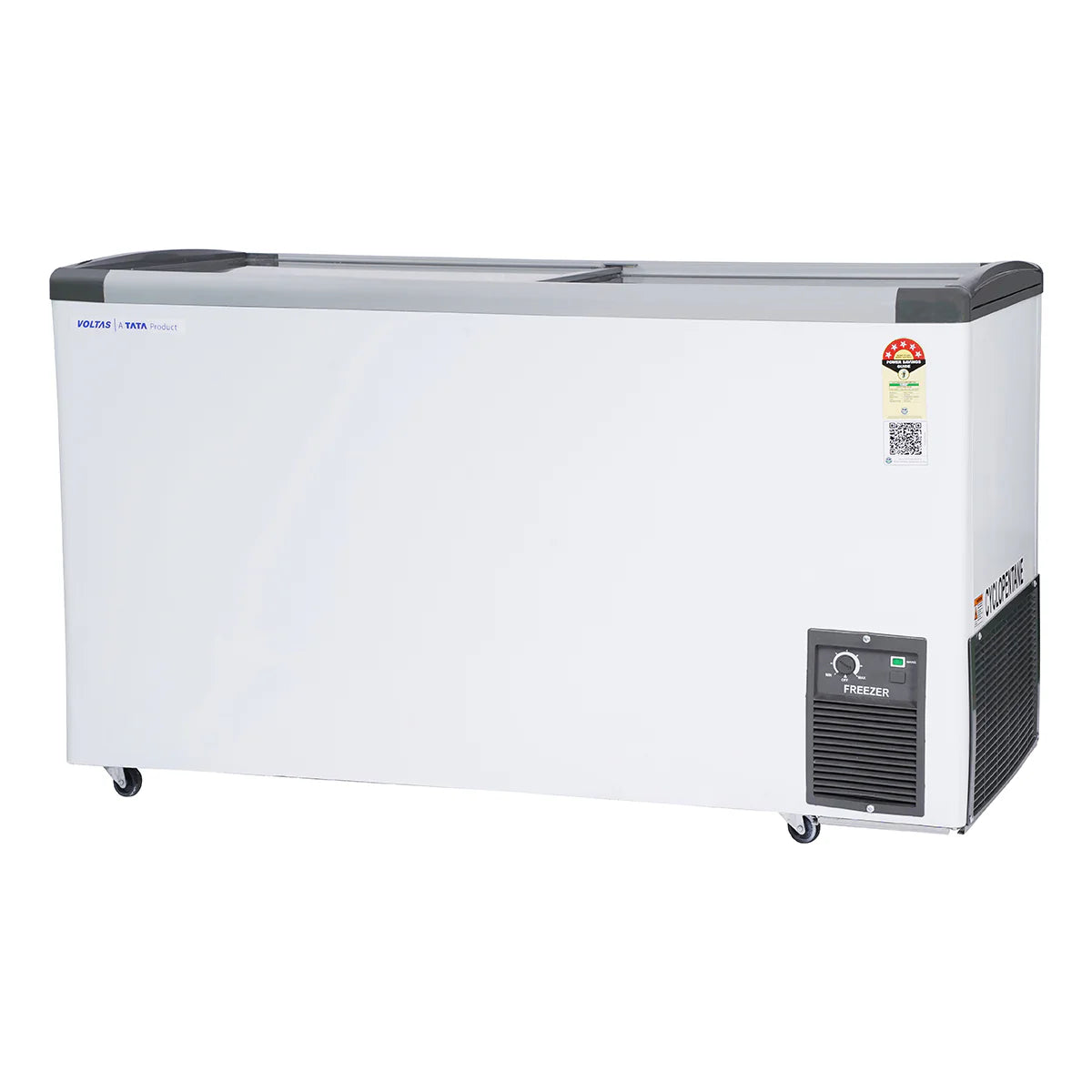 Voltas GT440GA5-PL-W-G3 Flat Glass Top Freezers - 326 Liters, 5 Star Mahajan Electronics Online