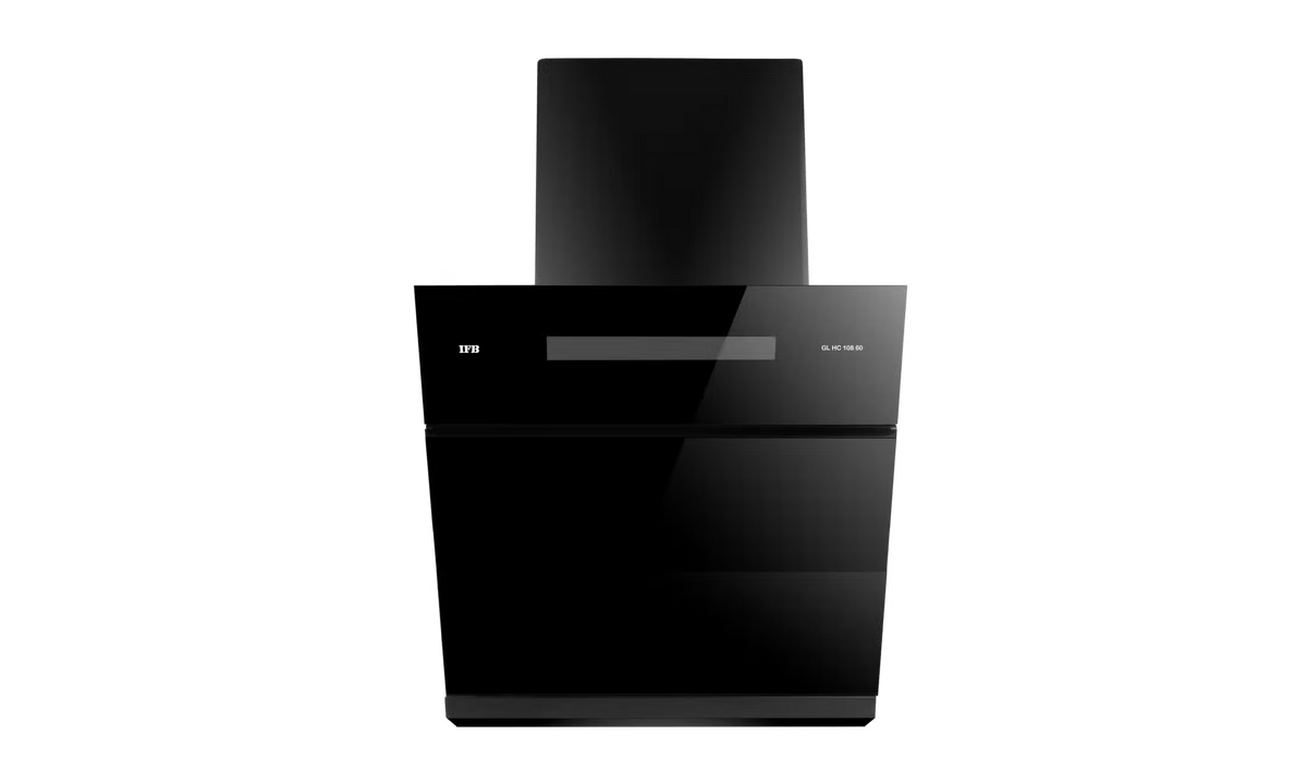 IFB GL-HC-108-60 60 cm Wall Mount Chimney | Filterless Auto Clean | Hand Sensor & Feather Touch | Decorative Black Glass | High Suction | Made for Indian Kitchens IFB