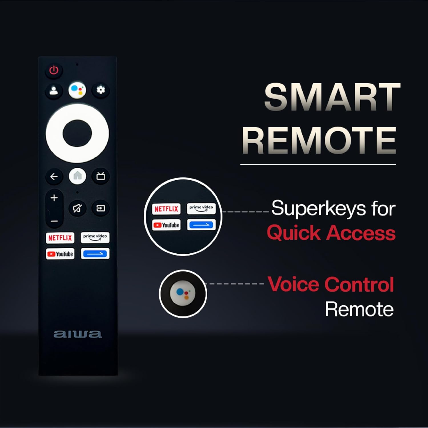 Aiwa A65QUHDX3-GTV 165 cm (65 Inches) QLED Display 4K Ultra HD | Google TV | Smart TV | Dolby Vision | Magnifiq Series Bezel-Less | 2 GB RAM | 16 GB Storage | Dolby Atmos Audio | Signature Sound Mahajan Electronics Online