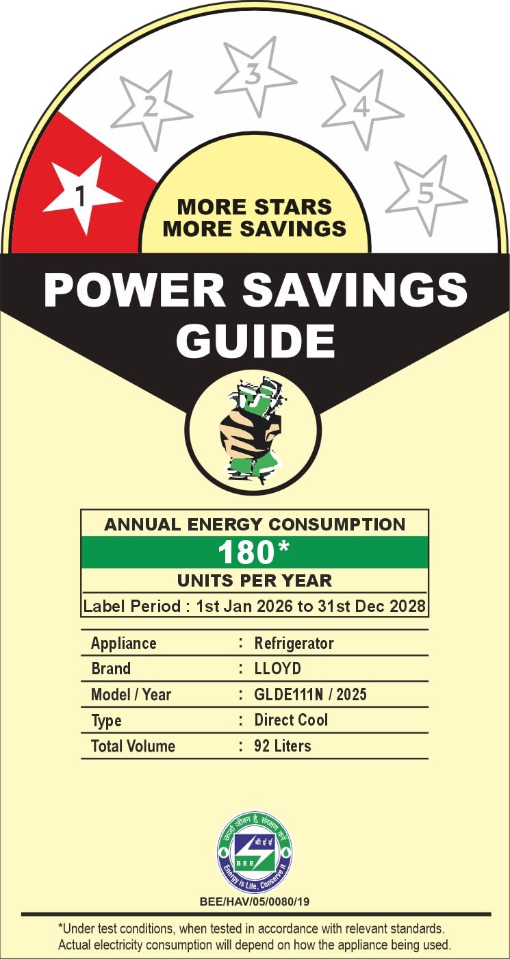 Lloyd GLDE111NMGCF 92 L Direct Cool Single Door 1 Star Refrigerator with Dedicated Freezer Section Big Bottle StorageFull Vegetable Box (Grey Metallic) Mahajan Electronics Online