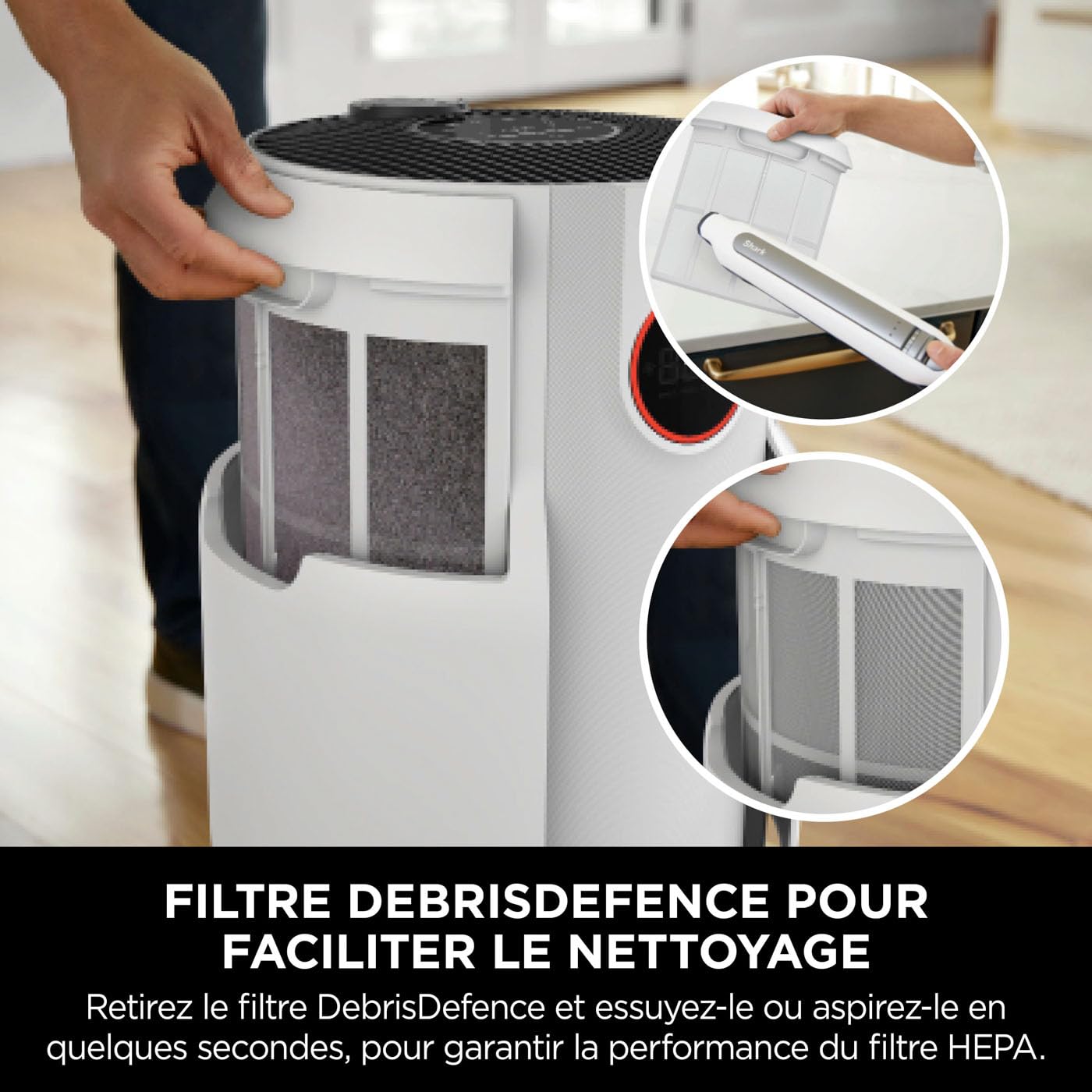 Shark HP150EU NeverChange Up to 5 Years Air Purifier for Home, Bedroom, Space Coverage 60m2, 5-Year HEPA Filter Catches 99.97% of Allergens, Pollen, Pet Chips, Silent LED Display, White Mahajan Electronics Online