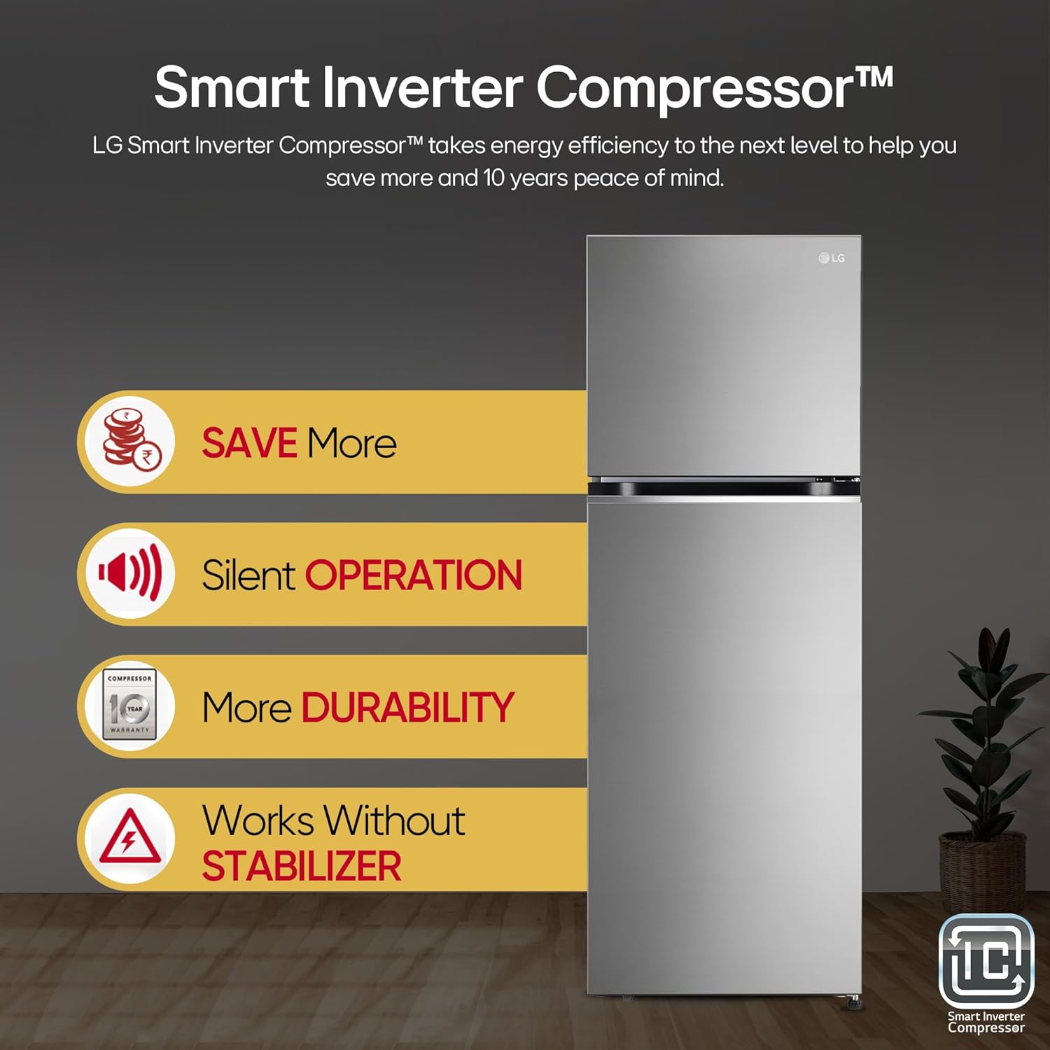 LG GL-S342SPZY 322 L 2 Star Frost-Free Smart Inverter Double Door Refrigerator (Shiny Steel, Convertible & Multi Air Flow) Mahajan Electronics Online