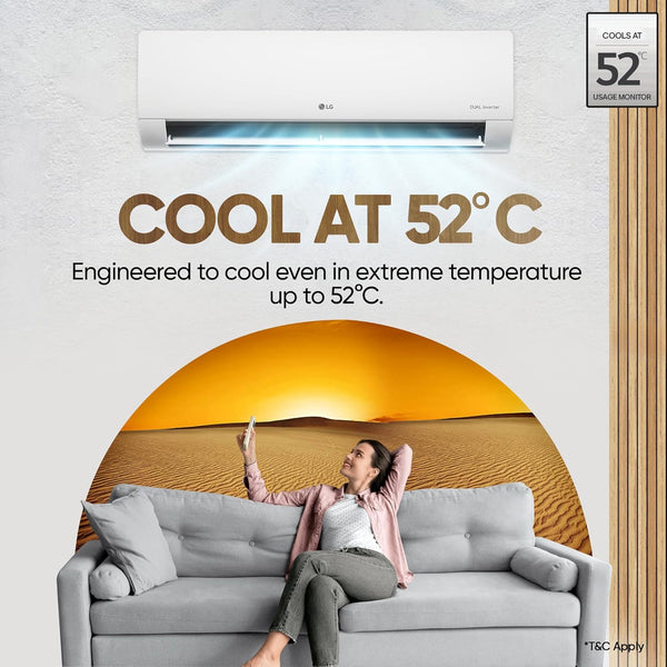 LG US-Q24ENXE Ton Star DUAL Inverter Split AC (Copper, AI Convertible 6-in-1, Diet Mode+, Faster Cooling Energy Saving, Way Swing, HD Filter