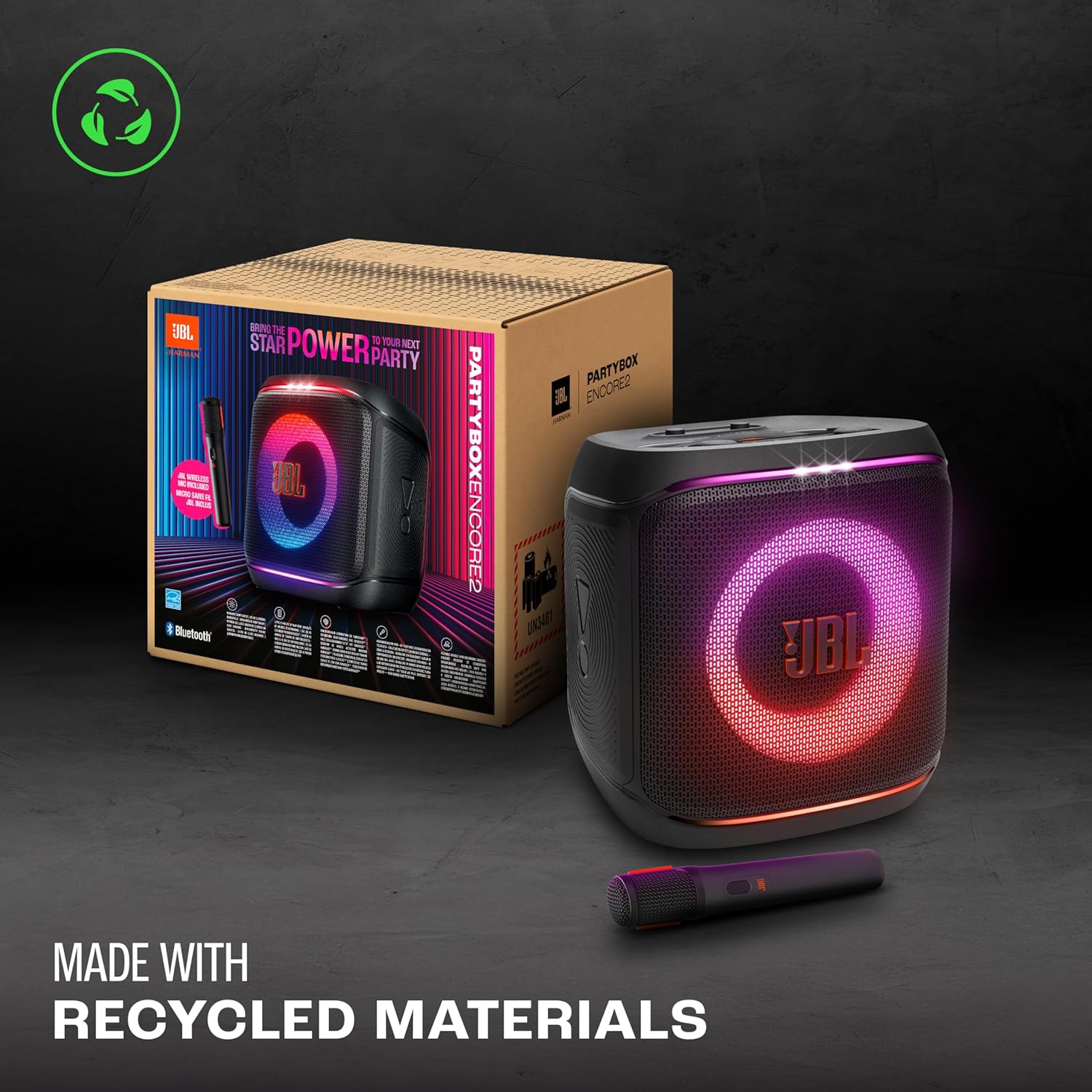 JBL Partybox Encore 2 with Mic, Wireless Bluetooth Party Speaker, AI Sound Boost, Dynamic Light Show, Upto 15Hrs Playtime, Replaceable Battery, Multi-Speaker Connection by Auracast, PartyBox App-Black Mahajan Electronics Online